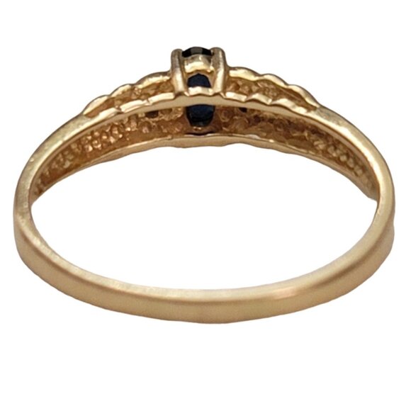 14K Yellow Gold Sapphire Diamond Heart Design Ring, Size 8.75 E942 - Picture 5 of 8